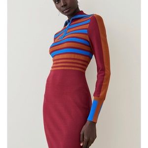 Karen millen bodycon striped knit dress size L